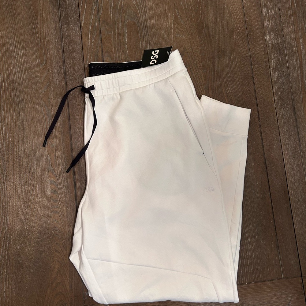 DSG White Jogger Pants with Black Drawstring